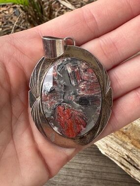 Southwest Sterling SIlver Pendant with Jasper
